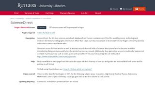 ScienceDirect | Rutgers University Libraries