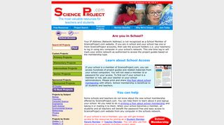 School's Access to ScienceProject.com website