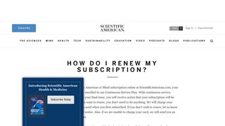 How do I renew my subscription? - Scientific American