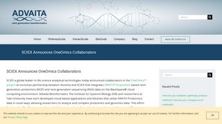 SCIEX Announces OneOmics Collaborators - Advaita Bioinformatics