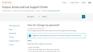 How do I change my password? - Scopus: Access and use Support ...
