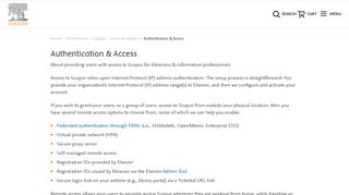 Authentication & Access - Scopus | Support | Elsevier