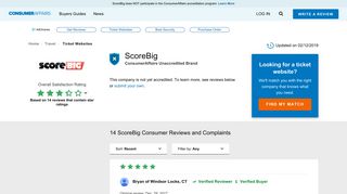 Top 14 Reviews and Complaints about ScoreBig - ConsumerAffairs.com