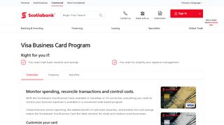 Visa Business Card Program - Commercial Financing - Scotiabank