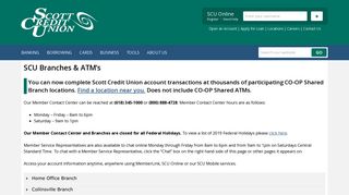 Scott Credit Union Branch and ATM Locations