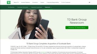 TD Bank Group Completes Acquisition of Scottrade Bank - Sep 18, 2017