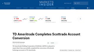 TD Ameritrade Completes Scottrade Account ... - Markets Insider