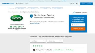 Top 265 Reviews and Complaints about Scotts Lawn Service