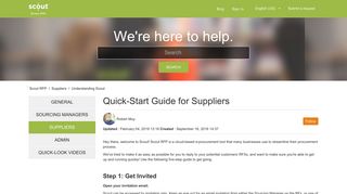Quick-Start Guide for Suppliers – Scout RFP