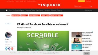 EA kills off Facebook Scrabble as we know it | TheINQUIRER