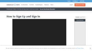 How to Sign Up and Sign In - Screencast-O-Matic