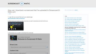 How can I download a screencast that I've ... - Screencast-O-Matic