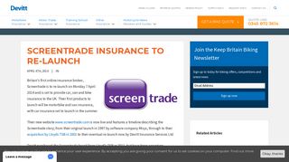 Screentrade Insurance to Re-Launch - Devitt