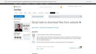 Script task to download files from website - Microsoft
