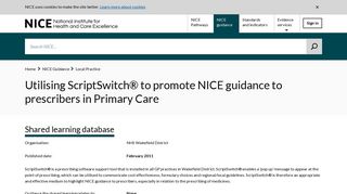 Utilising ScriptSwitch® to promote NICE guidance to prescribers in ...