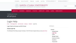 Login Help - Technology at SCU - Santa Clara University