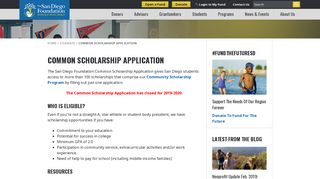 Common Scholarship Application - The San Diego Foundation