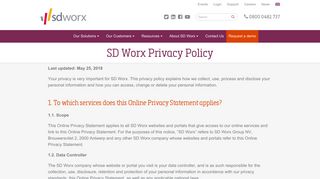 SD Worx Privacy Policy