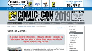 Comic-Con Member ID | Comic-Con International: San Diego