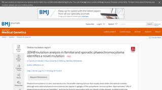 SDHB mutation analysis in familial and sporadic phaeochromocytoma ...