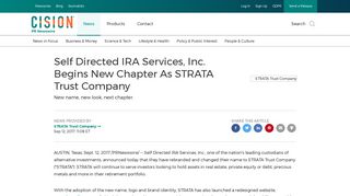 Self Directed IRA Services, Inc. Begins New Chapter As STRATA Trust ...