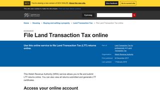File Land Transaction Tax online | beta.gov.wales
