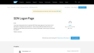 SDN Logon Page - archive SAP