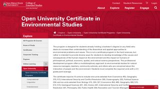Open University Certificate in Environmental Studies | SDSU College ...