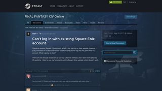 Can't log in with existing Square Enix account :: FINAL FANTASY XIV ...
