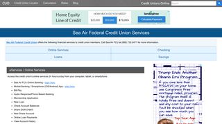 Sea Air Federal Credit Union Services: Savings, Checking, Loans