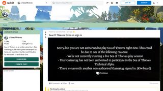 Sea Of Thieves Error on sign in : Seaofthieves - Reddit