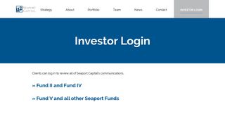 Investor Login - Seaport Capital - a private equity company