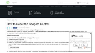 How to Reset the Seagate Central | Seagate Support