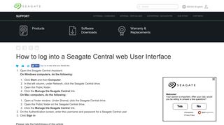 How to log into a Seagate Central web User Interface | Seagate Support