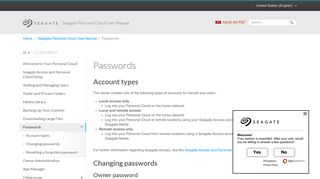 Seagate Personal Cloud User Manual - Passwords