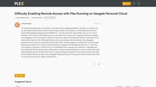 Difficulty Enabling Remote Access with Plex Running on Seagate ...