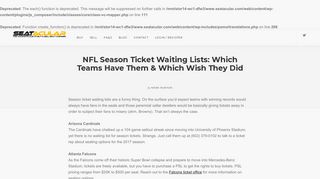 NFL Season Ticket Waiting Lists: Which Teams Have Them & Which ...