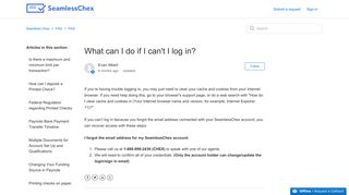What can I do if I can't I log in? – Seamless Chex