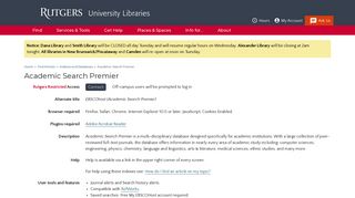 Academic Search Premier | Rutgers University Libraries