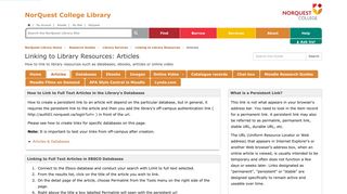 Articles - Linking to Library Resources - Research Guides at NorQuest ...