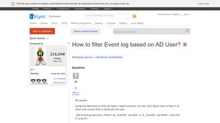 How to filter Event log based on AD User? - Microsoft