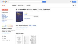 DICTIONARY OF INTERNATIONAL TRADE 8th Edition
