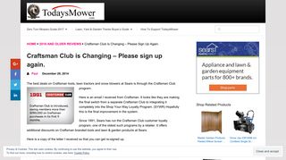Craftsman Club is Changing - Please sign up again. - TodaysMower ...
