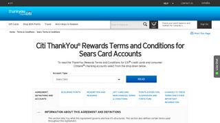 Citi ThankYou ® Rewards Terms and Conditions for Sears Card ...