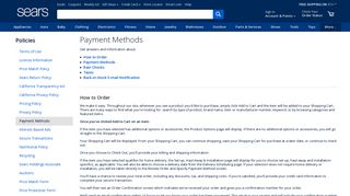 Payment Methods - Sears
