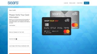 Sears Credit Card: Registration Verification - Citibank