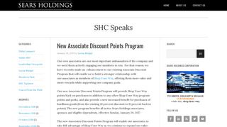 New Associate Discount Points Program - SHC Speaks - Sears ...