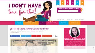 $5 Free To Spend At Kmart/Sears! Text Offer - I Don't Have Time For ...