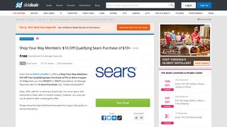 Shop Your Way Members: $10 Off Qualifying Sears Purchase of $10+ ...