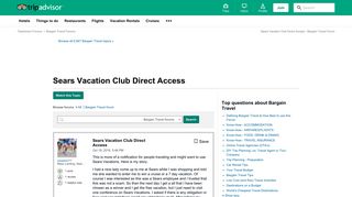 Sears Vacation Club Direct Access - Bargain Travel Forum - TripAdvisor